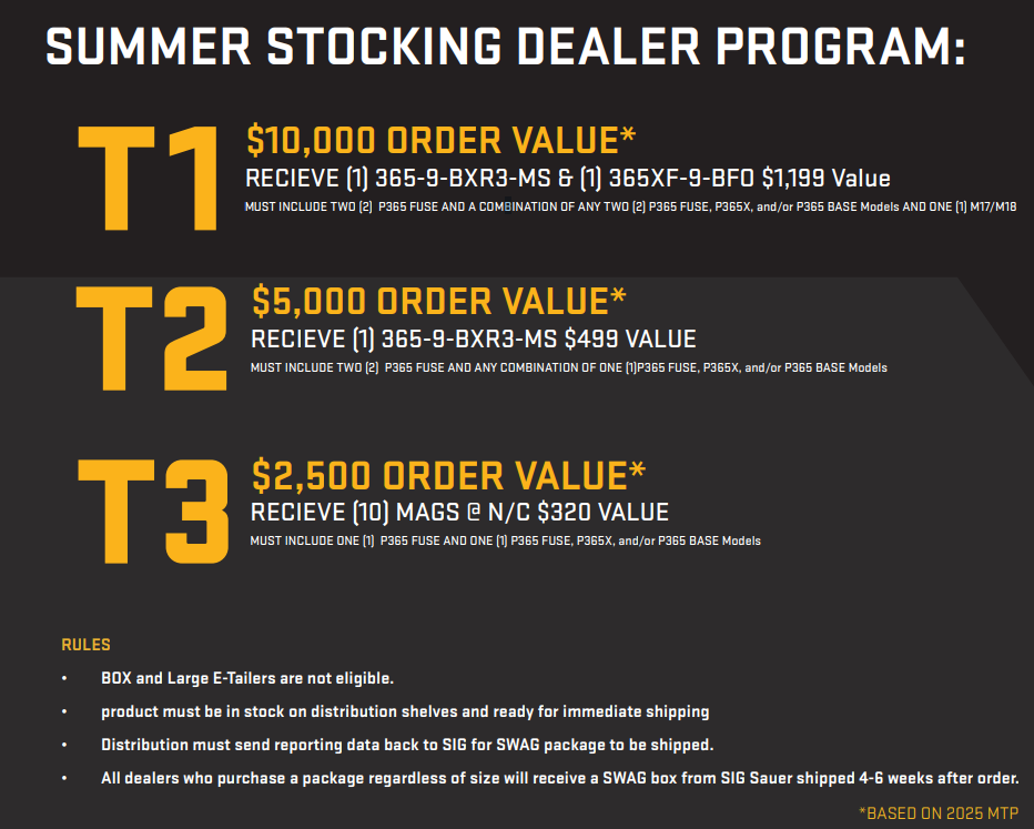 SIG Summer Stocking Dealer Program